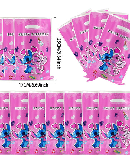 30pcs Blue Pink Stitch Party Gift Bags with Handles Lilo & Stitch Themed Party Favors Bags Baby Shower Kids Birthday Party Decor