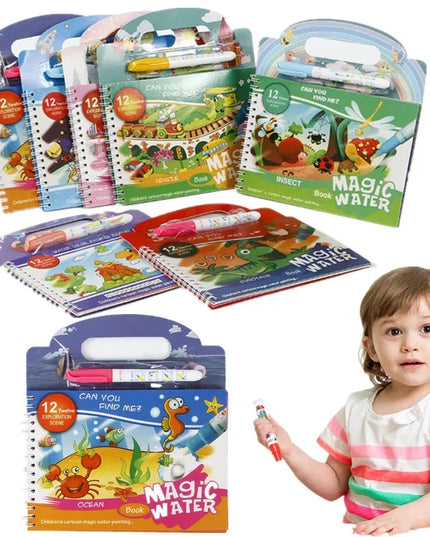 Magic Water Drawing Book - Reusable Montessori Toddler Toy, Mess-Free Painting for Early Education