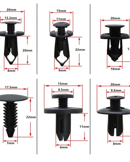 190PCS Car Retainer Clips 6 Sizes – Automotive Plastic Fasteners Kit for Auto Trim Panel Bumper Body Repair Tools