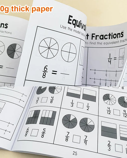 Montessori Fractions Workbook Arithmetic Learning Teaching Aids Grade 3-4 Primary School Math Cognitive Training Test Book