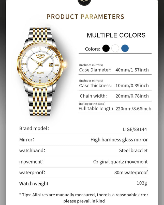 LIGE New Waterproof Watches Women Fashion Women's Bracelet Watch Top Brand Luxury Date Quartz Watch for Women Relogio Feminino