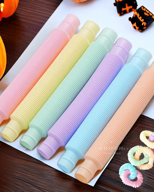 6 12 18 24 30 Pcs Pop Tubes Sensory Toys Fidget Stress Relief Decompression Finger Squeeze Toy Telescopic Tube for Kids Teenager