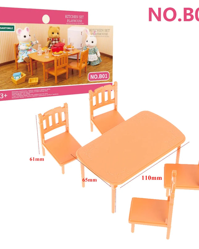 Toys Doll 1:12 Forest Family Montessori Kitchen Compatible Miniature Dollhouse Kitchen Accessories Furniture Pretend Play Gifts
