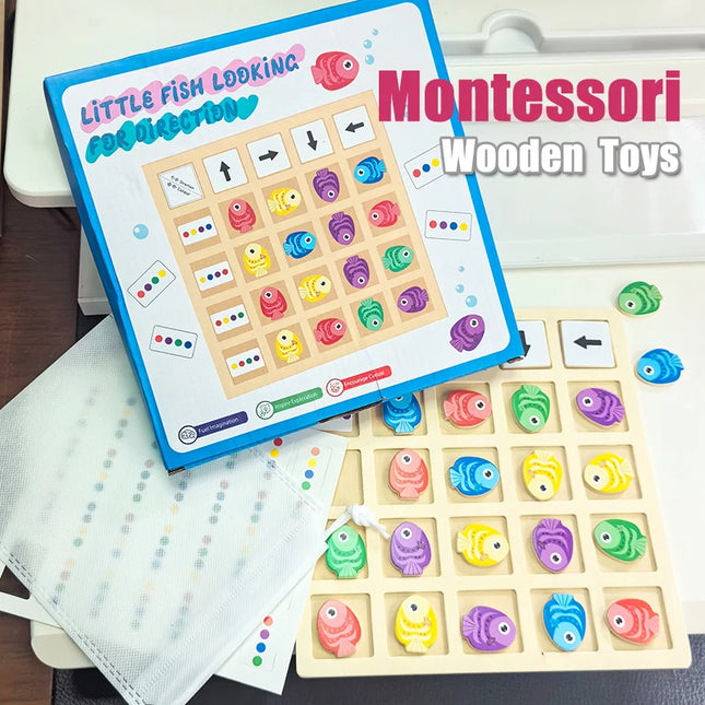 Montessori Wooden Toys Children Logical Thinking Training Direction Color Cognition Educational Battle Battle Board Game Gifts