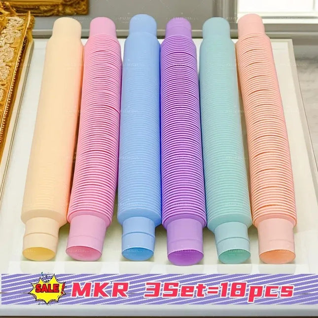 6 12 18 24 30 Pcs Pop Tubes Sensory Toys Fidget Stress Relief Decompression Finger Squeeze Toy Telescopic Tube for Kids Teenager