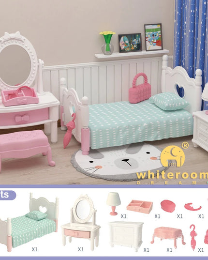 Small Dolls Mini Toys For Girls Gift Present House Accessories DIY Doll Furniture Set Bathroom Kitchen Living Room Bakery