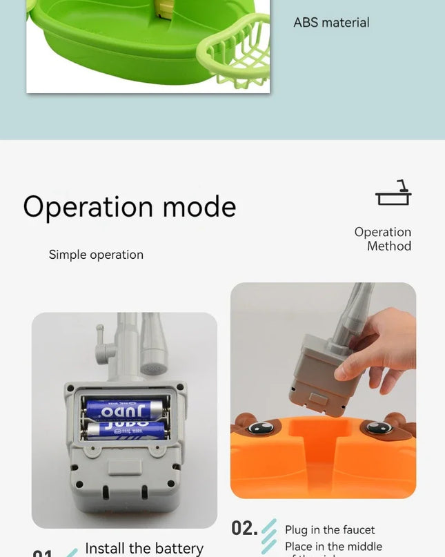 Toy Kitchen Set for Toddlers with Electric Circulating Water, Dishwasher Sink, Imaginative Pretend Play for Kids Boys Girls Ages