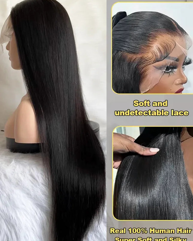 30 40 Inch 13x6 Hd Lace Frontal Human Hair Wigs 250 High Density Straight Front Wig 13x4 Pre Plucked Black Brazilian For Wowan