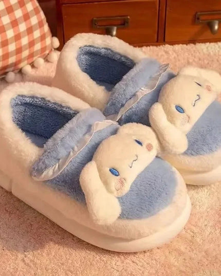 Anime Cartoon Kawaii Hello Kitty My Melody Cinnamoroll Kuromi Slippers Cute Home Thick-Soled Plush Slippers Girls Surprise Gift