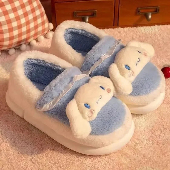 Anime Cartoon Kawaii Hello Kitty My Melody Cinnamoroll Kuromi Slippers Cute Home Thick-Soled Plush Slippers Girls Surprise Gift