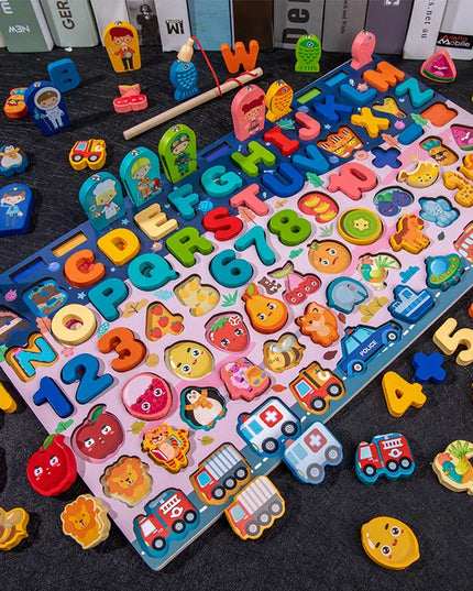 Montessori Educational Wooden Toys Preschool Children Fire Truck Busy Board Math Fishing Games Early Toys For Kids Xmas Gifts
