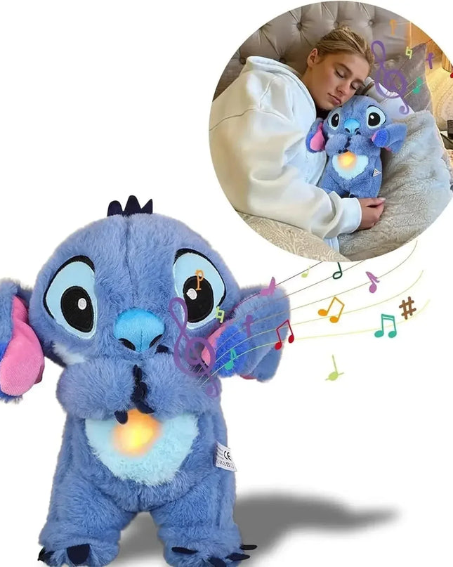 New Stitch Plush Doll Breath Child Peluche Lilo&Stitch Kawaii Soothes Toy Anime Baby Music Light Sleep Toys Model Kid Gift