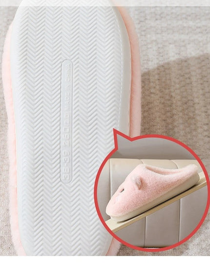Winter Warm Slipper Women House Fuzzy Cat Cartoon Fur Plush Indoor Lazy Female Thermal Home Shoe Furry Funny Flat flip flop