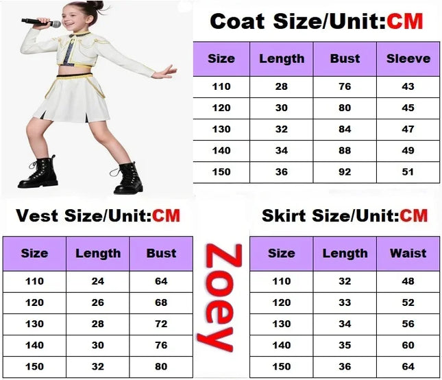 New Kids K-pop Demon Hunters Cosplay Mira Rumi Zoey Costume Girls Uniform Halloween Party 3D Printed Disguise Party Costumes