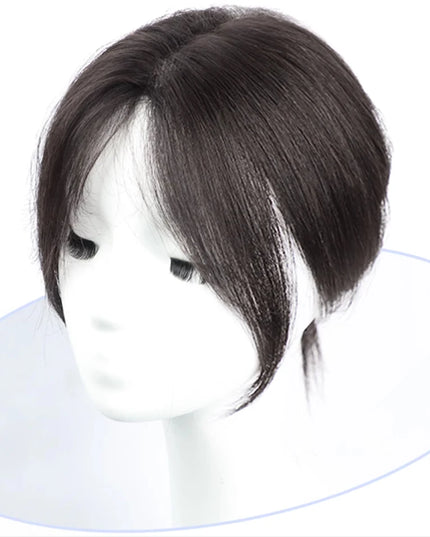 AOSI Synthetic Eight-character Bangs Wig For Women With High Hair Volume And High Skull Covering Gray Hair Replacement Wig