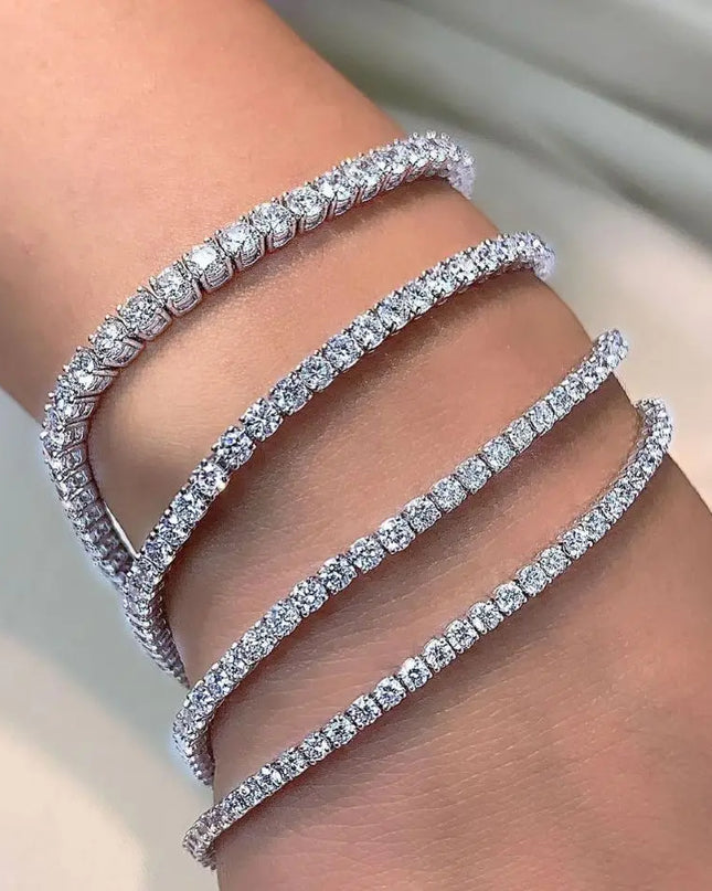 Real 3MM D VVS Moissanite Tennis Bracelet Passes Diamond Sparkling Test Solid S925 Jewelry Wedding Women Gift