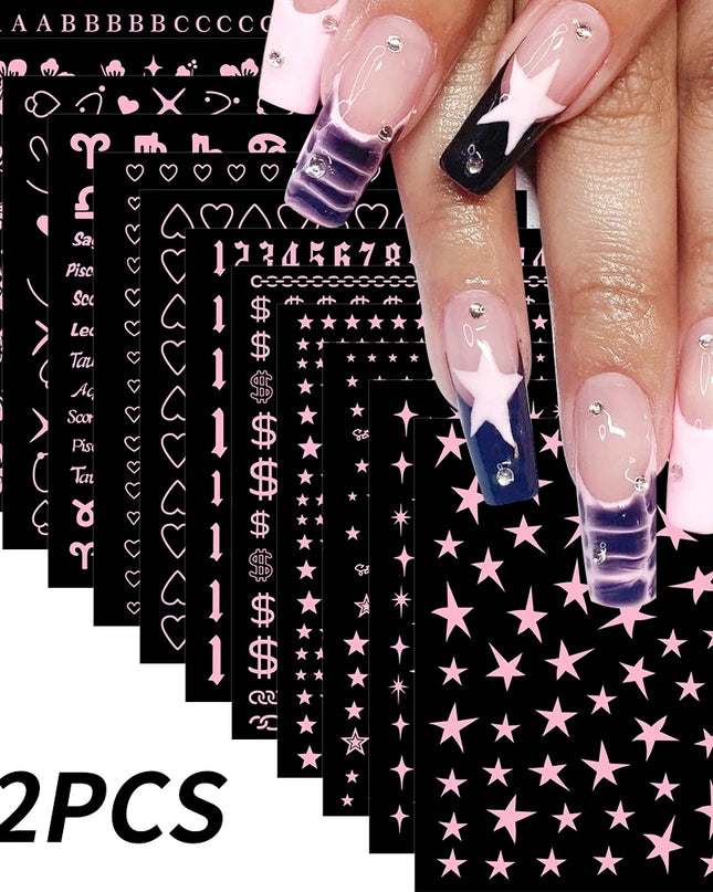 12sheet Cartoon Stitch Angel Nail Stickers Set Multiple Action Kawaii Stitch Nail Art Decals Adhesive Kids Manicure Decorations