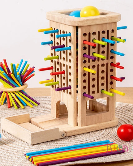Montessori Game Wooden Stick Tower Toy With Sticks Dice Motor Skills Development Stick Counting Math Educational Toy For Kids