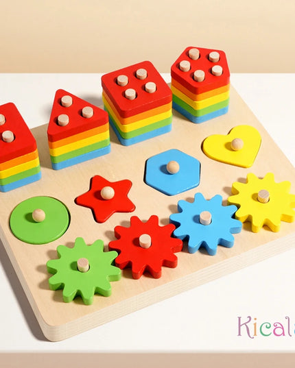 Montessori Educational Wooden Toys Preschool Children Busy Board Count Shape Colors Match Puzzle Learning Toys Gifts