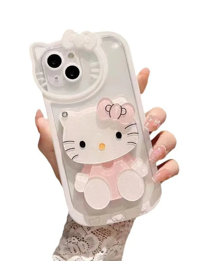 Sanrio Hello Kitty make-up mirror phone case for iPhone 16 case protective cover fall-proof transparent premium feeling