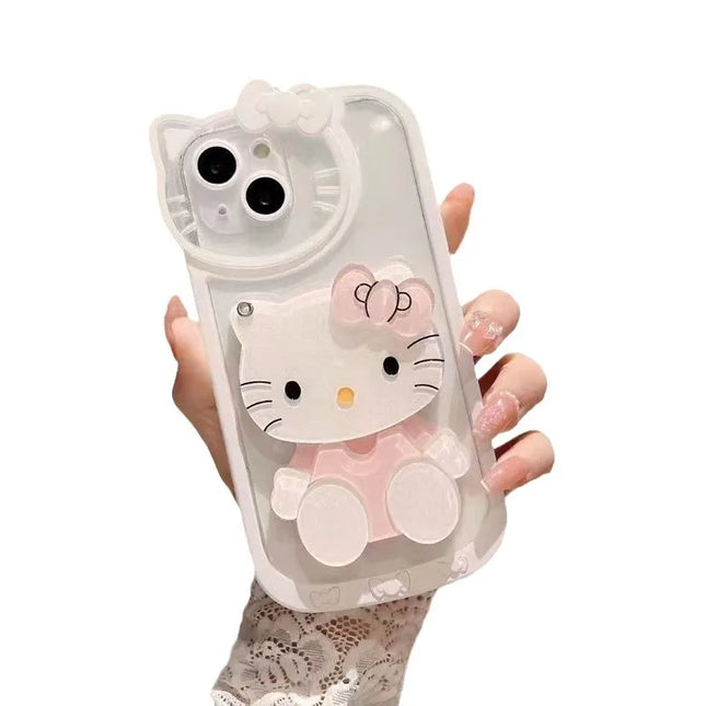 Sanrio Hello Kitty make-up mirror phone case for iPhone 16 case protective cover fall-proof transparent premium feeling