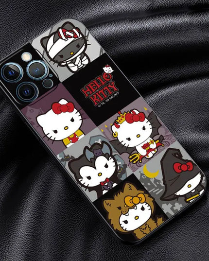 Phone Case For iPhone 11 12 13 14 Pro Max Mini XS XR X 8 7 6S 6 15 se Plus Black Silicone Cover Fundas Cute Cool Hello Kitty Cat