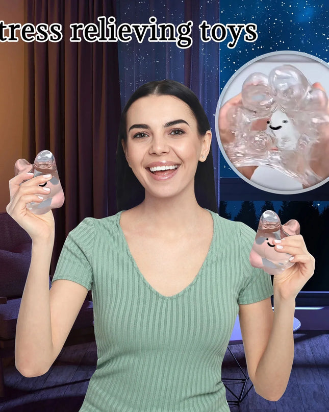 Squishy Bubble Pop Fidget Toy, Squeeze Sensory Ball & Octopus Popper, Anti-Anxiety Toy for Adults Kids, ASMR Fun Party Gift