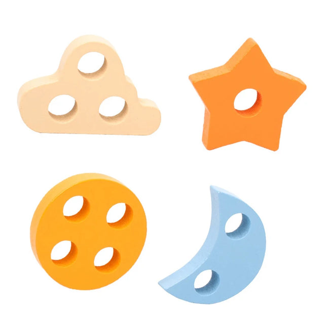 Montessori Wooden Educational Toys for Children 1 2Y Baby Shape Color Sorter Block Puzzles Toddler Large Geometric Stacking Toys