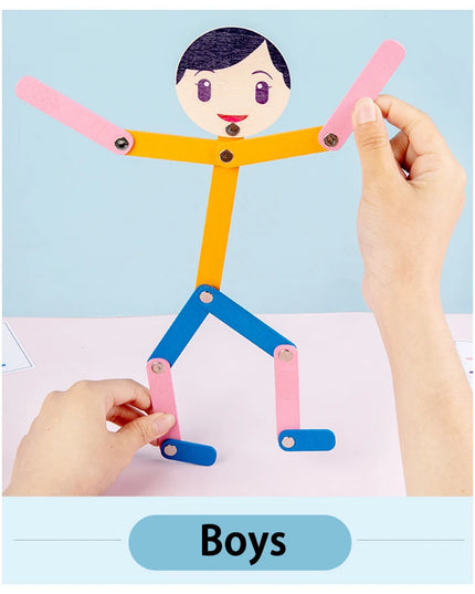 Montessori Material DIY Puzzle Toys Sporty Pose with 24 Double-Side Cards for Children Intelligence Early Educational Toy Gifts