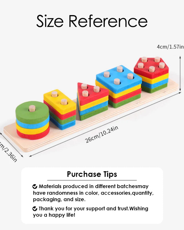 Montessori Wood Toys for Kids Wooden Sorting Stacking Toys for Baby Toddlers Educational Shape Color Sorter Preschool Kids Gifts