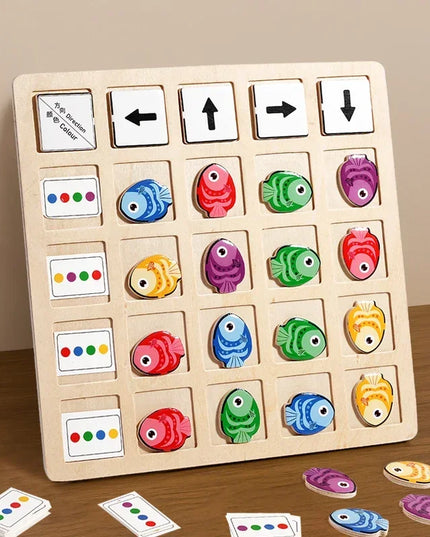 Montessori Wooden Toys Children Logical Thinking Training Direction Color Cognition Educational Battle Battle Board Game Gifts