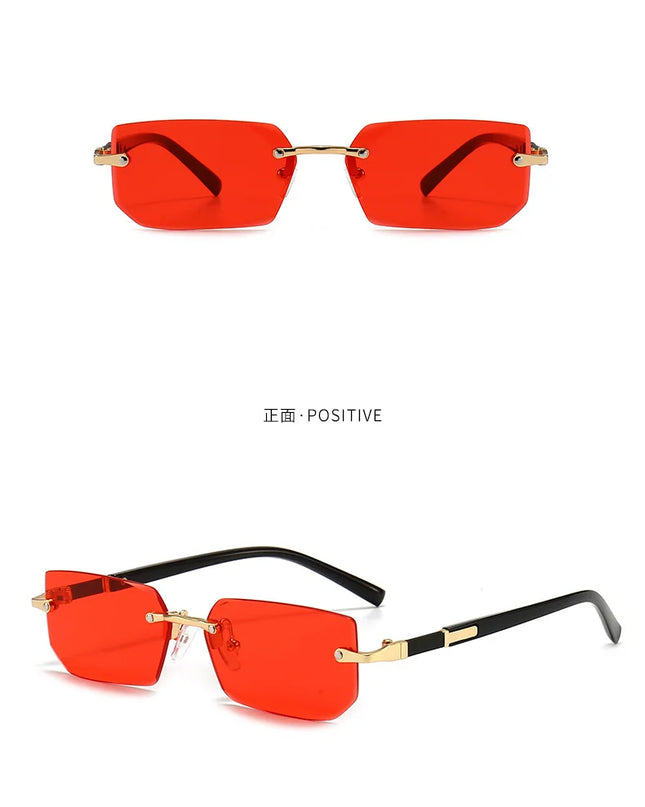 Rimless Sunglasses Rectangle Fashion Popular Women Men Shades Small Square Sun Glasses For Female Male Summer Traveling Oculos
