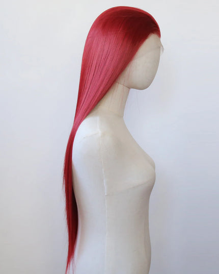 Red Wig 13x4 Synthetic Lace Front Wig Long Straight Dark Red Lace Front Synthetic Wig Pre Plucked Heat Resistant Fiber Hair
