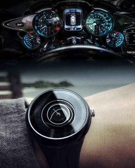 men's watch with a unique dial design, sporty flair, and a comfortable resin strap for both style and comfort.
