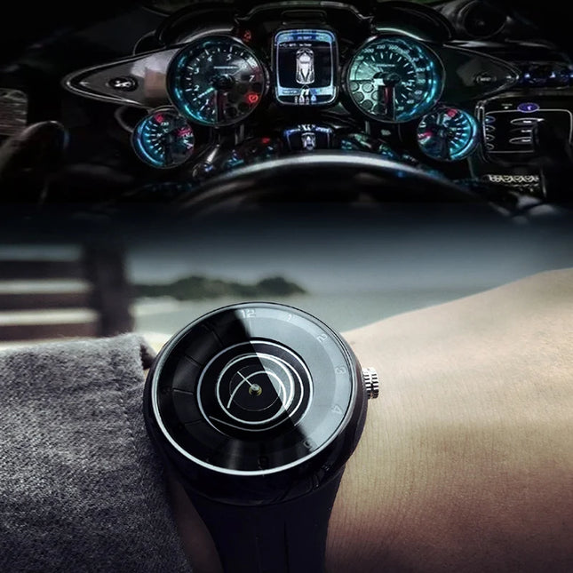 men's watch with a unique dial design, sporty flair, and a comfortable resin strap for both style and comfort.