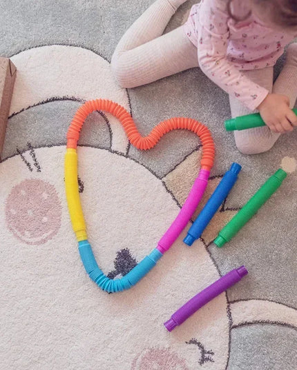 6 12 18 24 30 Pcs Pop Tubes Sensory Toys Fidget Stress Relief Decompression Finger Squeeze Toy Telescopic Tube for Kids Teenager