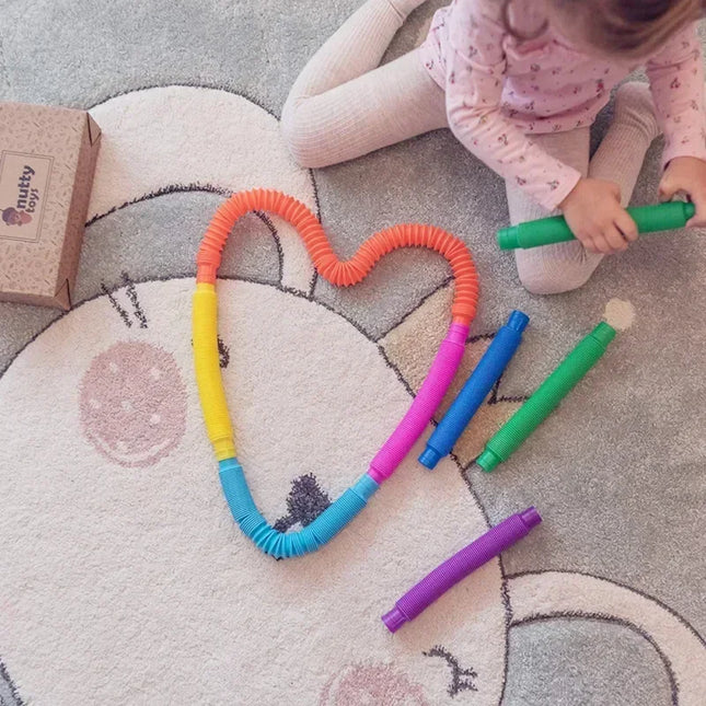 6 12 18 24 30 Pcs Pop Tubes Sensory Toys Fidget Stress Relief Decompression Finger Squeeze Toy Telescopic Tube for Kids Teenager