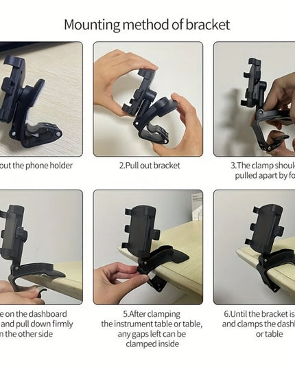 Support de téléphone universel pour tableau de bord de voiture 360 °   Support de voiture pour Smartphone rotatif, pour iPhone,