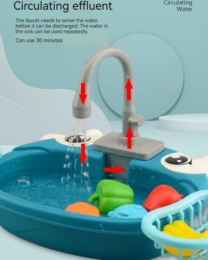 Toy Kitchen Set for Toddlers with Electric Circulating Water, Dishwasher Sink, Imaginative Pretend Play for Kids Boys Girls Ages
