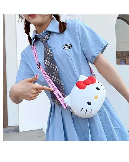 Hello Kitty Silicone Crossbody Bags Women Girls Kawaii 11cm/19cm Messenger Bag 3d Shoulder Small Purse Phone Bag Girlfriend Gift