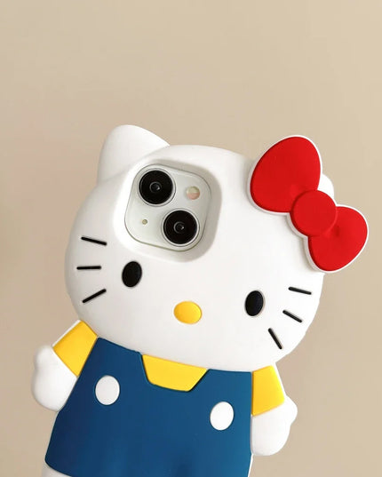 Cute Cartoon Sanrio Hello Kitty Phone Case For iPhone 16 15 14 13 12 11 Pro Max Shockproof 3D Stereoscopic Soft Silicone Cover