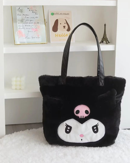 My Melody Kuromi Shoulder Bag Kawaii Japanese Style Plush Bag Pochacco Cinnamoroll HandBag Tote Package For Girl Student Gifts
