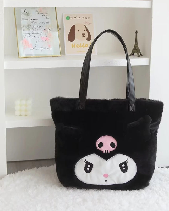 My Melody Kuromi Shoulder Bag Kawaii Japanese Style Plush Bag Pochacco Cinnamoroll HandBag Tote Package For Girl Student Gifts