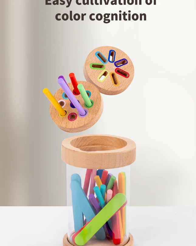Montessori Toys Wooden Color Sorting Toys Fine Motor Skills Sensory Matching Games Educational Kid Toys For 1-3 Year Old 3+ Gift