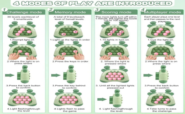 Pop it Quick Push Game Machine Fidget Kids Games Toys Sensory Toys Handheld Game Bubble Stress Pop Light Up Game for Kids Adults