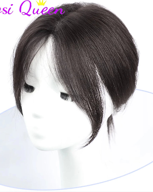 AOSI Synthetic Eight-character Bangs Wig For Women With High Hair Volume And High Skull Covering Gray Hair Replacement Wig