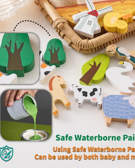 Montessori Game 1Set Of Farm Simulated Wooden Children's Toys Educational Toy Baby Room Decoration Desktop Furnishings Baby Gift
