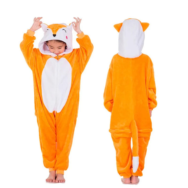 Kigurumi Children Unicorn Panda Animal Flannel Pajamas Set Kids Baby Cartoon Onesies Girls Boys Christmas Party Cosplay Costumes