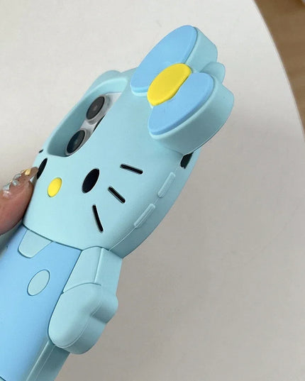 Cute Cartoon Sanrio Hello Kitty Phone Case For iPhone 16 15 14 13 12 11 Pro Max Shockproof 3D Stereoscopic Soft Silicone Cover