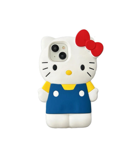 Cute Cartoon Sanrio Hello Kitty Phone Case For iPhone 16 15 14 13 12 11 Pro Max Shockproof 3D Stereoscopic Soft Silicone Cover